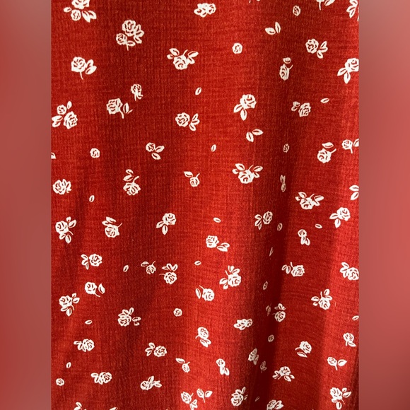 Lauren Conrad Dark Orange Floral Women's Blouse with Statement Sleeves Size L - Picture 2 of 15